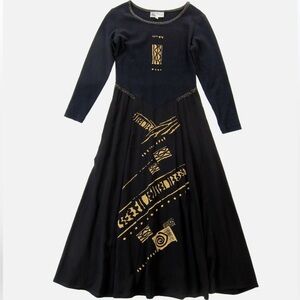 Stunning VTG K.D. Spring Y2K 90s Cotton Stretch Long Sleeve Maxi dress 🎩